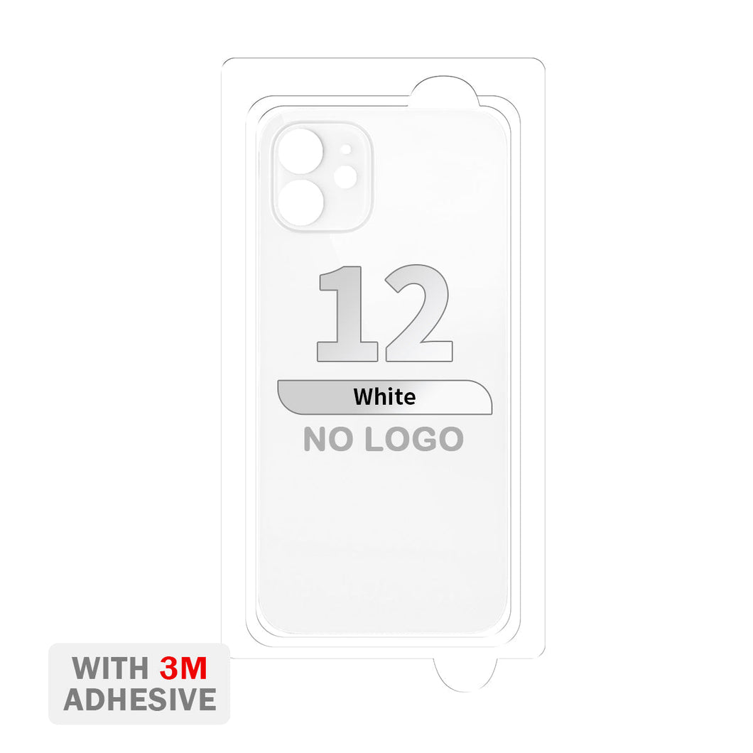Back Cover Glass with Adhesive for iPhone 12 (No Logo & Big Camera Hole) - White