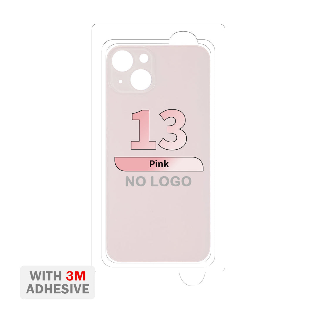 Back Cover Glass with Adhesive for iPhone 13 (No Logo & Big Camera Hole) - Pink