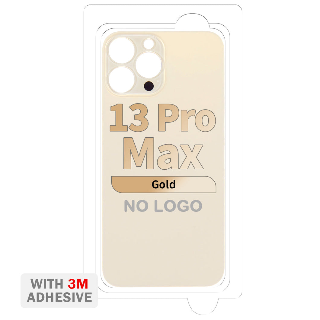 Back Cover Glass with Adhesive for iPhone 13 Pro Max (No Logo & Big Camera Hole) - Gold