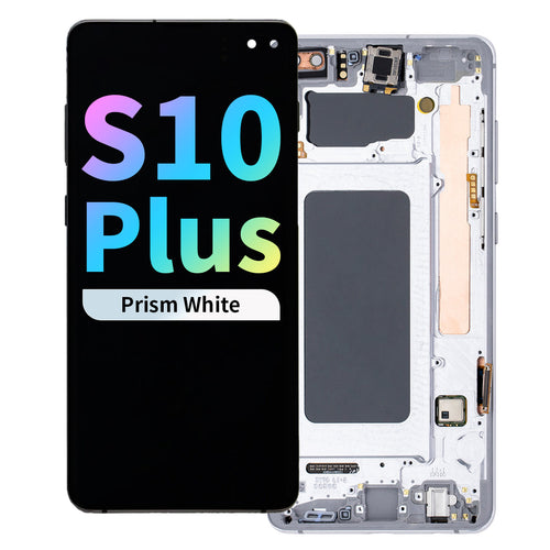 Refurbished OLED Assembly with Frame for Samsung Galaxy S10 Plus - Prism White