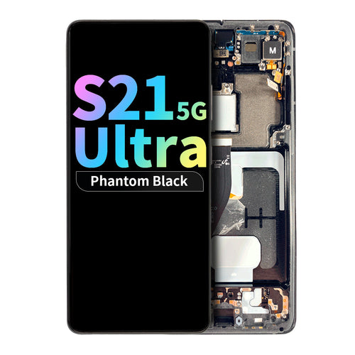 Refurbished OLED Assembly with Frame for Samsung Galaxy S21 Ultra 5G - Phantom Black
