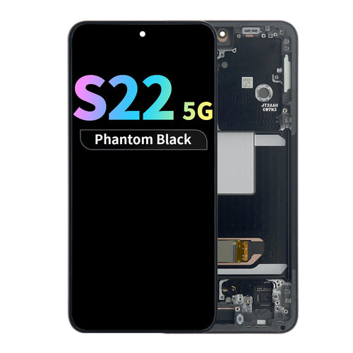 Refurbished OLED Assembly with Frame for Samsung Galaxy S22 5G - Phantom Black