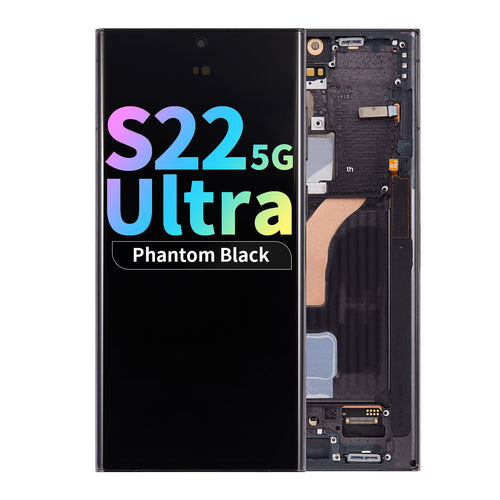 Refurbished OLED Assembly with Frame for Samsung Galaxy S22 Ultra 5G (US & International Version) - Phantom Black