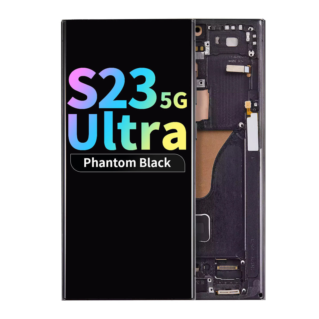Refurbished OLED Assembly with Frame for Samsung Galaxy S23 Ultra 5G (US & International Version) - Phantom Black
