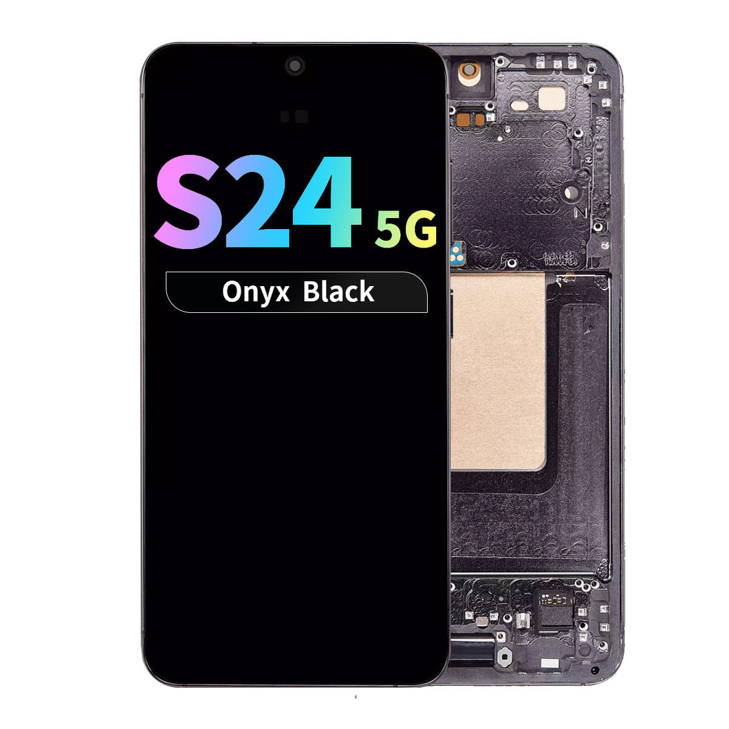 Refurbished OLED Assembly with Frame for Samsung Galaxy S24 5G - Onyx Black
